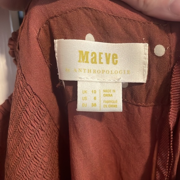 Anthropologie Maeve Vivienne Brown Polka Dot Sweetheart Neck Midi Dress - Picture 4 of 4